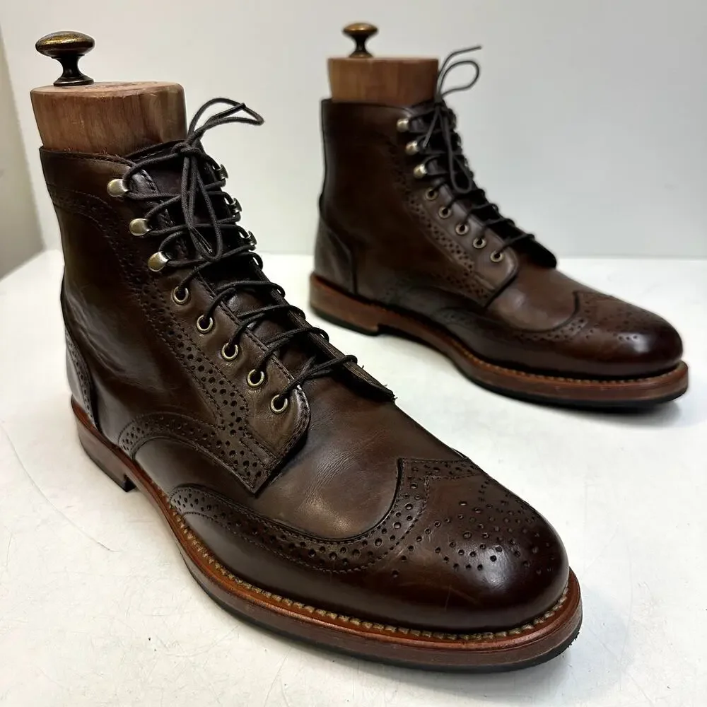 WORN TWICE Rancourt & Co. Wingtip Brogue Derby Boot Chromexcel Maine USA 8 D
